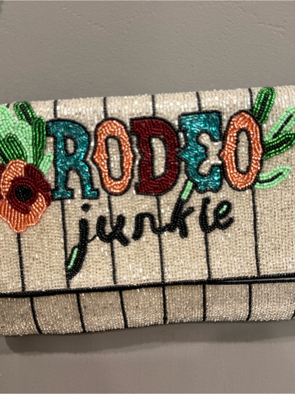 Versona Beaded 'Rodeo Junkie' Clutch - Cream, Teal, Rust, Green